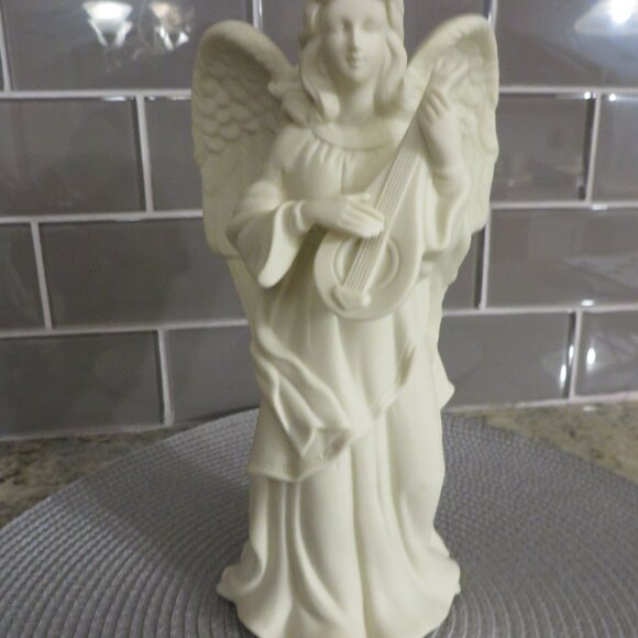 BEAUTIFUL! Porcelain Bisque Ceramicic Angel Candlestickck Set - Picture 7 of 7